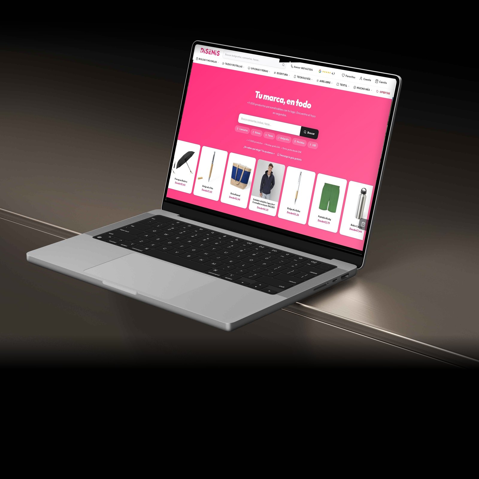 Disenis custom merchandising e-commerce platform with 7000+ personalizable products