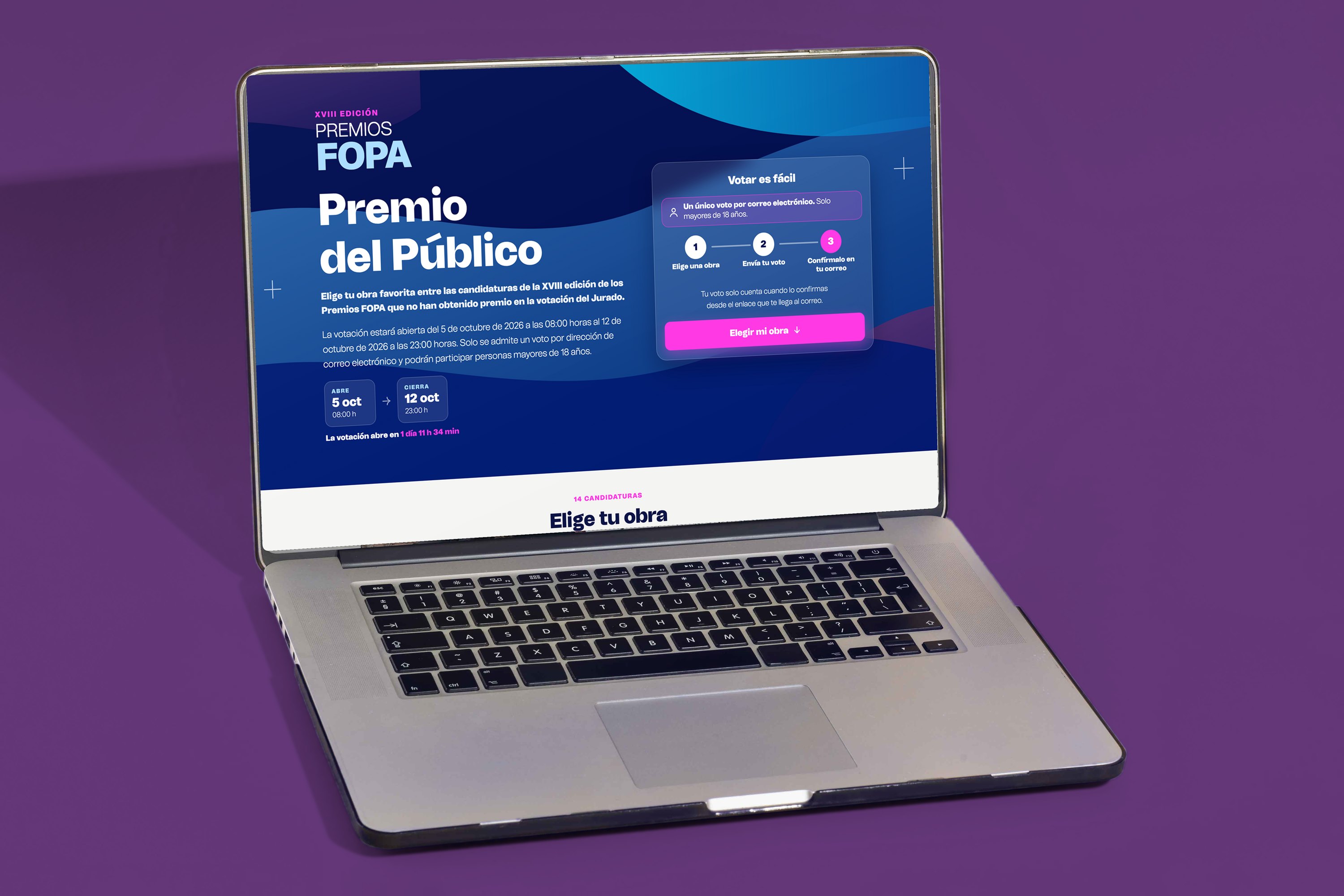 FOPA Awards People’s Choice voting website on a laptop